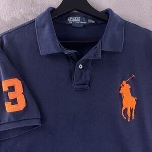 Vintage Polo Ralph Lauren Big Pony Polo Shirt Mens Size XL Navy Blue Designer
